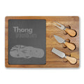 Engraved Charcuterie Board with Slate Insert & Cheese Knives – "Thong Nation" Design