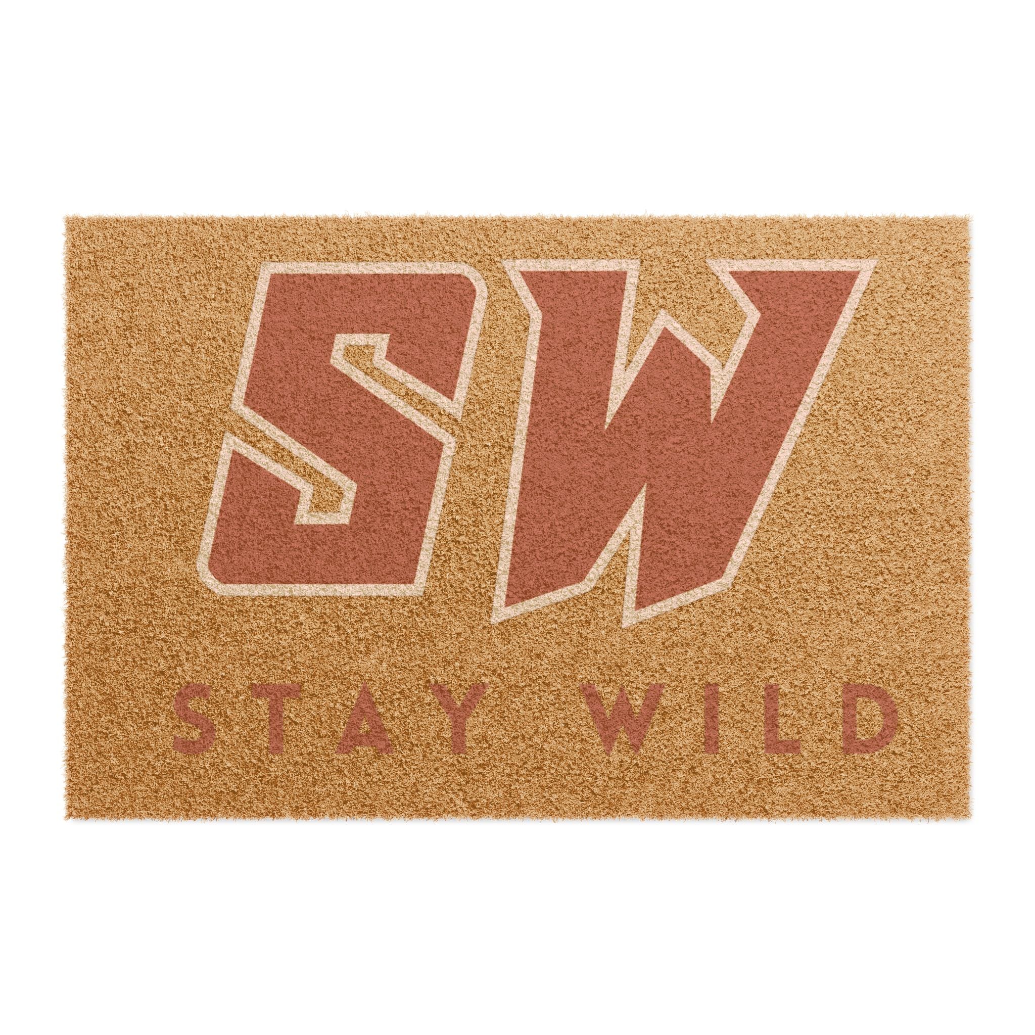 Stay Wild Rustic 'SW' Welcome Mat for Front Door