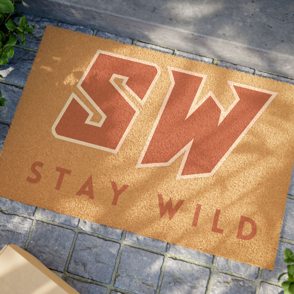 Stay Wild Rustic 'SW' Welcome Mat for Front Door