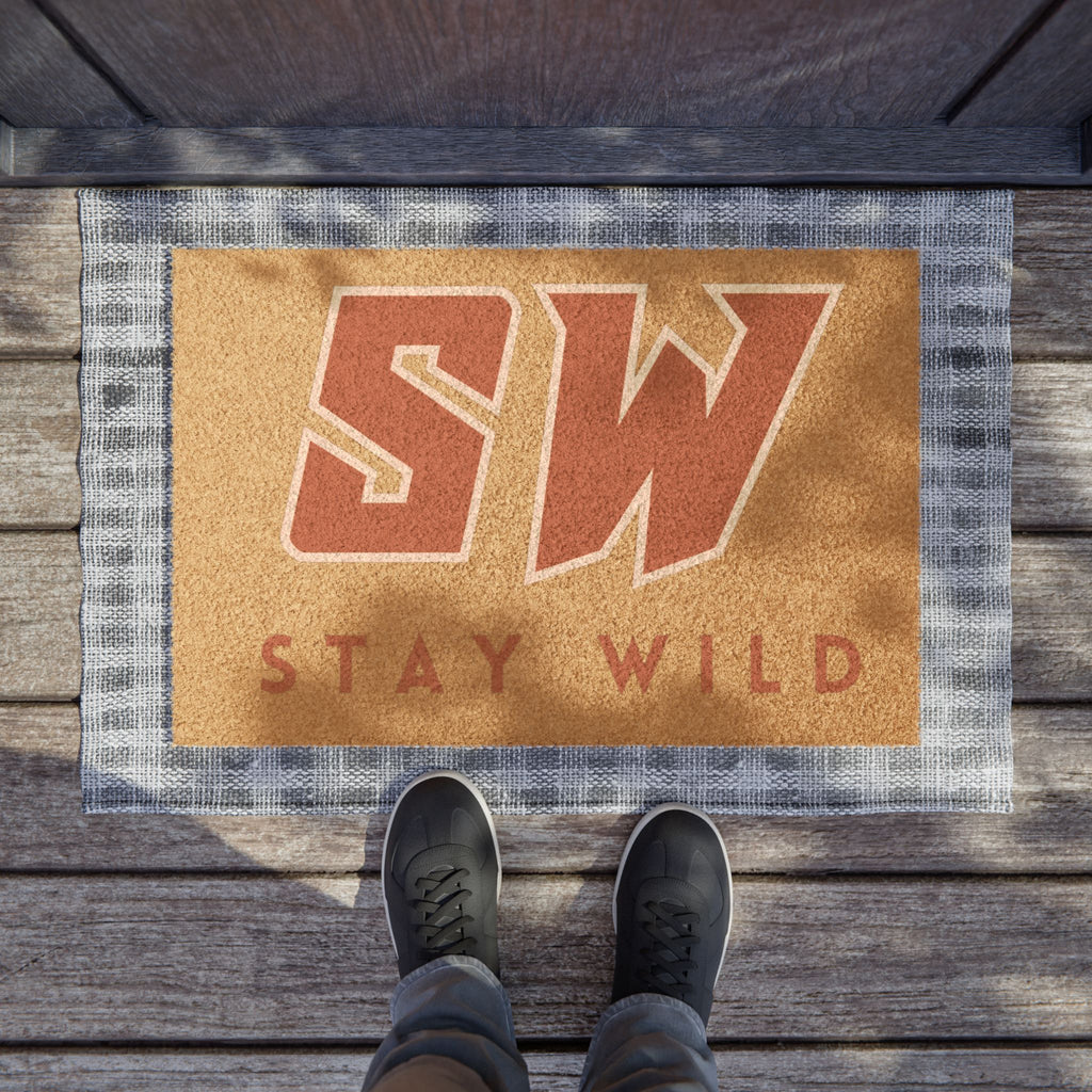 Stay Wild Rustic 'SW' Welcome Mat for Front Door