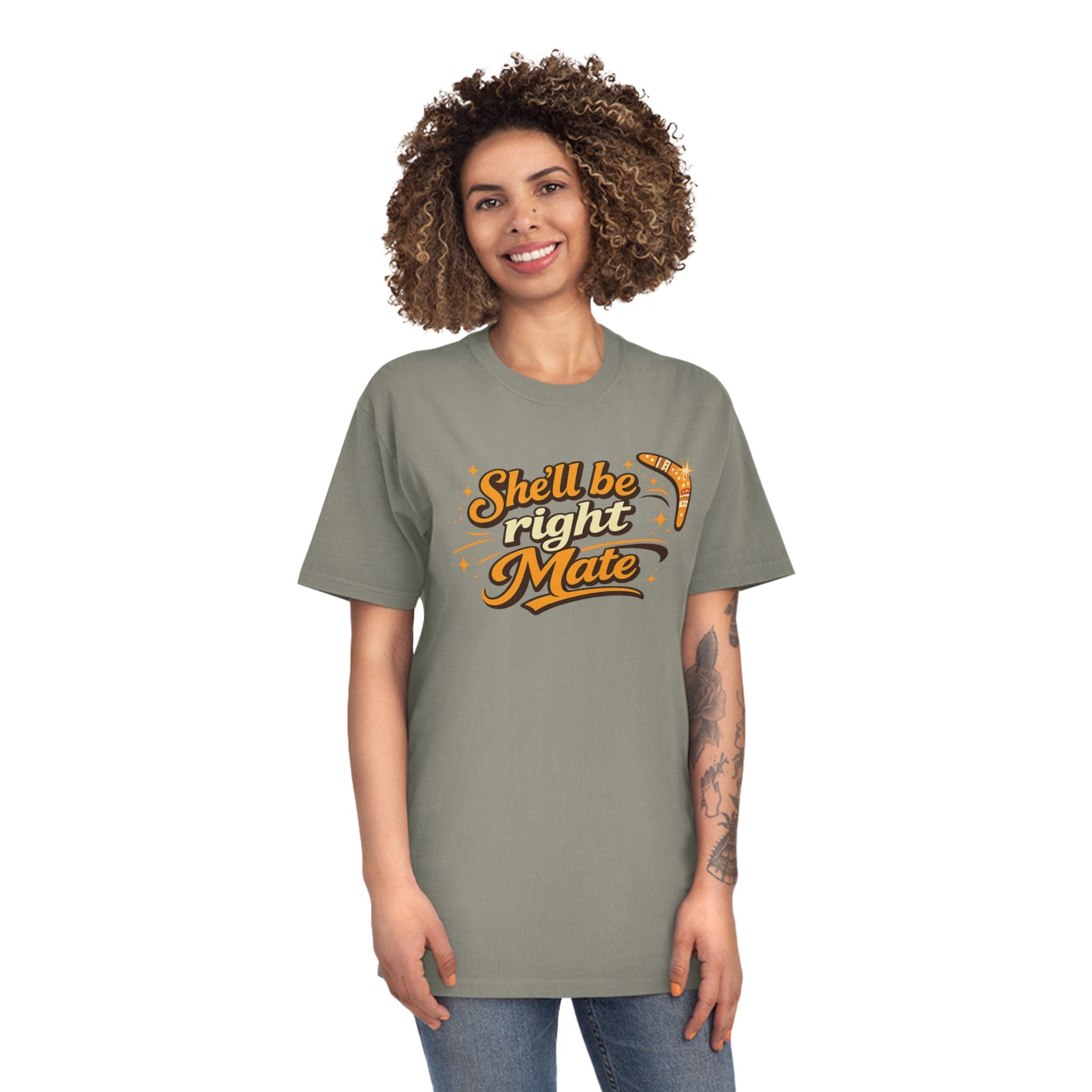 She'll Be Right Mate T-Shirt — Aussie Retro Boomerang Tee