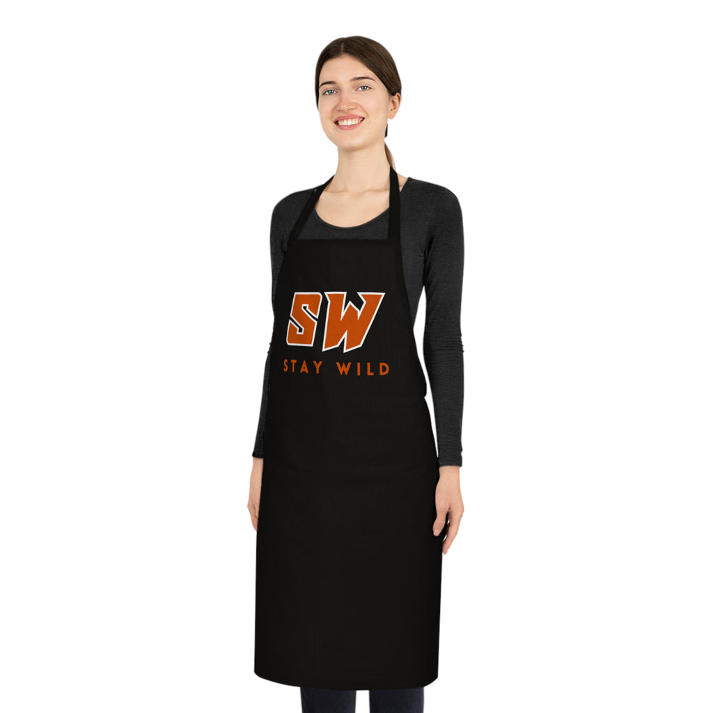 Stay Wild Apron — Black Cotton Kitchen & BBQ Apron with SW Logo
