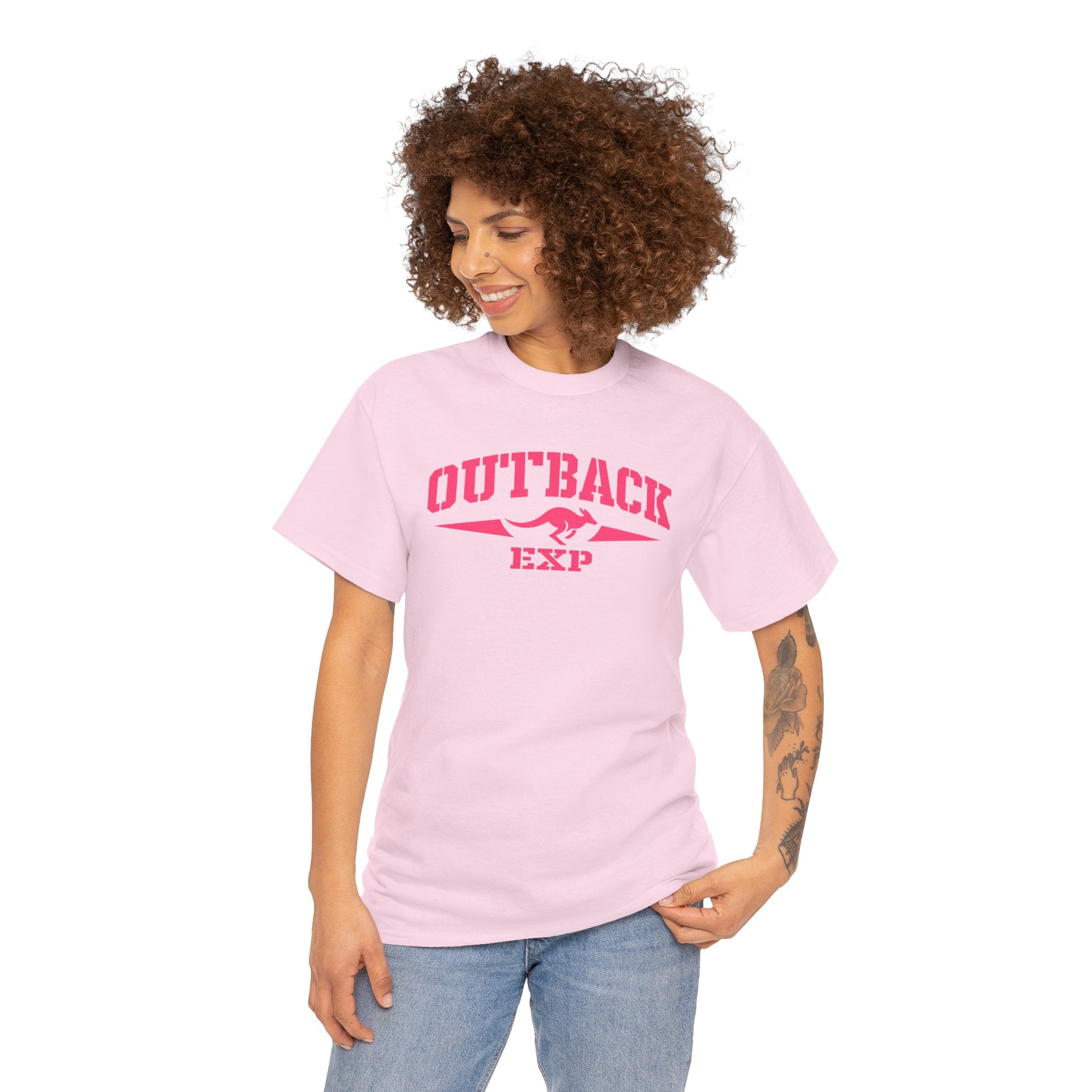 Outback EXP Graphic Tee — Pink Kangaroo Adventure T-Shirt